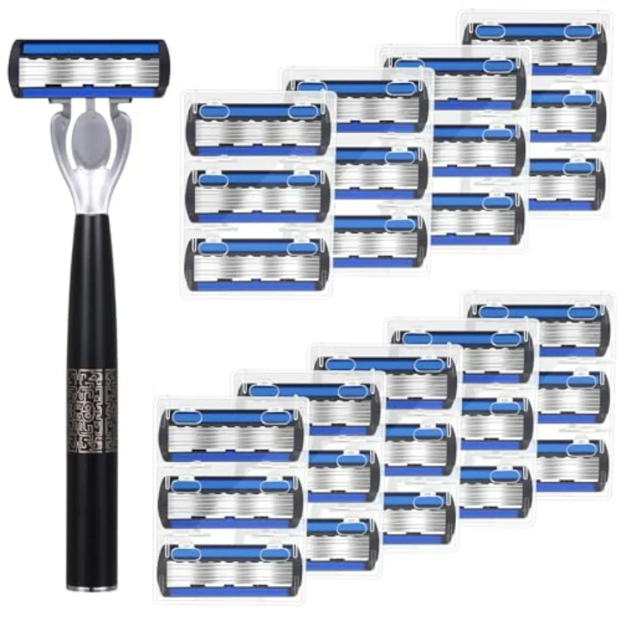 28 Pcs Disposable Men's Razors Set Refillable 6-Blade Sensitive Skin Razor Kit for a Comfortable Shave, 1 Handle and 27 Cartrid
28 Pcs Disposable Men's Razors Set Refillable 6-Blade Sensitive Skin Razor Kit for a Comfortable Shave, 1 Handle and 27 Cartrid