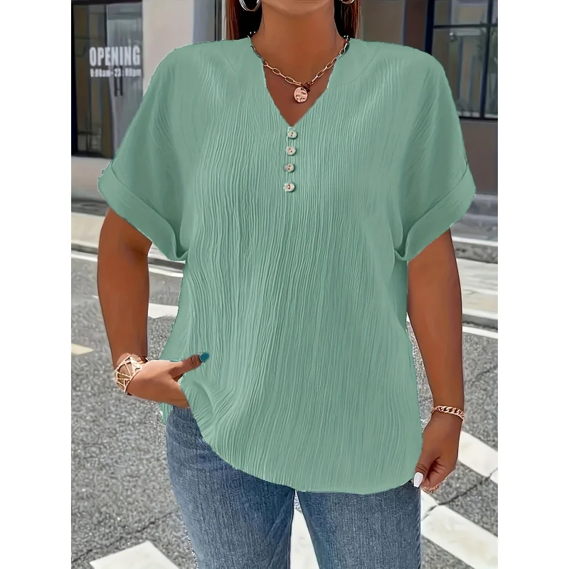 Women's Plus Size New European and American Spring/Summer Short Sleeve Button Solid Color Elegant Casual-Shirt
Women's Plus Size New European and American Spring/Summer Short Sleeve Button Solid Color Elegant Casual-Shirt