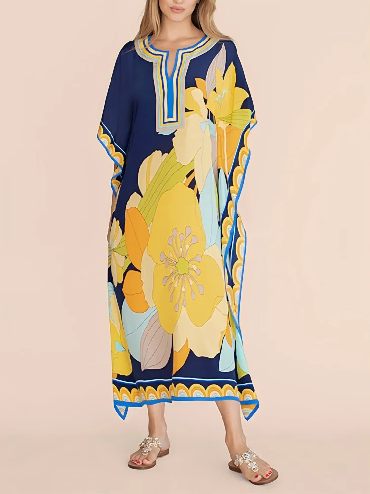 Ladies Flowy Oversized Beach Cover Up Robe, Plus Size Anti-UV Sun Protection Dress, Daily Casual Bikini Outerwear for Coastal Va
Ladies Flowy Oversized Beach Cover Up Robe, Plus Size Anti-UV Sun Protection Dress, Daily Casual Bikini Outerwear for Coastal Va