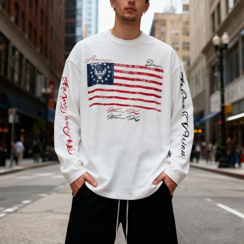 Осень и зима, новая негабаритная мужская вафельная спортивная рубашка с национальным флагом, американская уличная рубашка с длинными рукавами, уличная одежда, ретро h
Осень и зима, новая негабаритная мужская вафельная спортивная рубашка с национальным флагом, американская уличная рубашка с длинными рукавами, уличная одежда, ретро h