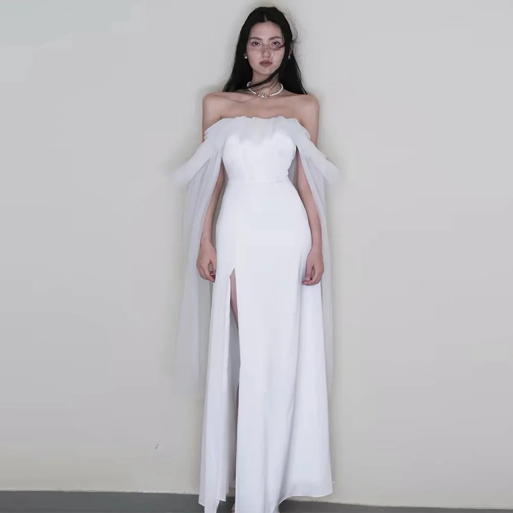 Customized Off the Shoulder Short Sleeves Evening Dress Classic A-Line Celebrity Gowns High Quality Side Fork Party Dress
Customized Off the Shoulder Short Sleeves Evening Dress Classic A-Line Celebrity Gowns High Quality Side Fork Party Dress