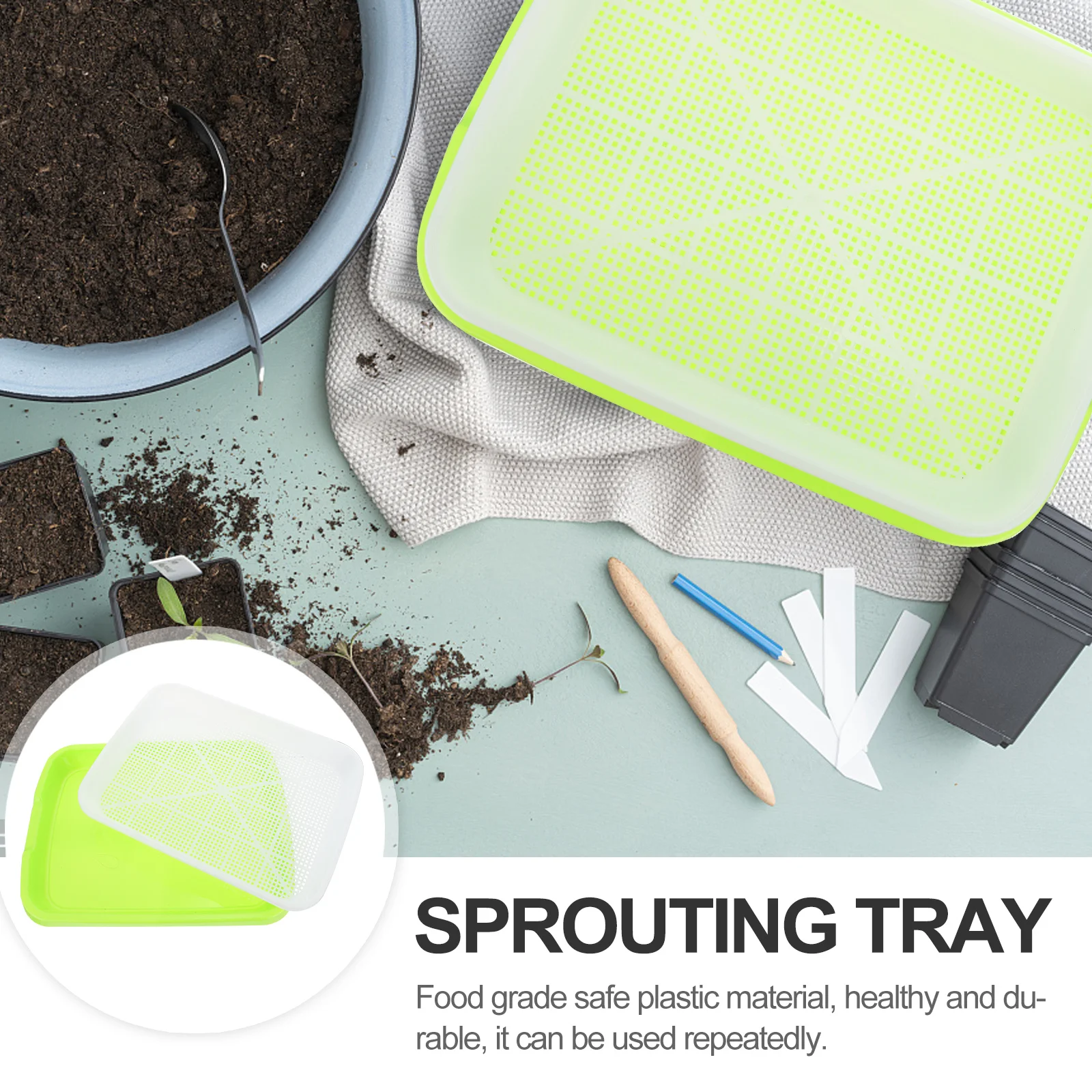 2Sets Multi-Function Seedlings Tray Plastic Sprout Vegetable Wheatgrass Germination Box Hydroponic Planting Pot
2Sets Multi-Function Seedlings Tray Plastic Sprout Vegetable Wheatgrass Germination Box Hydroponic Planting Pot