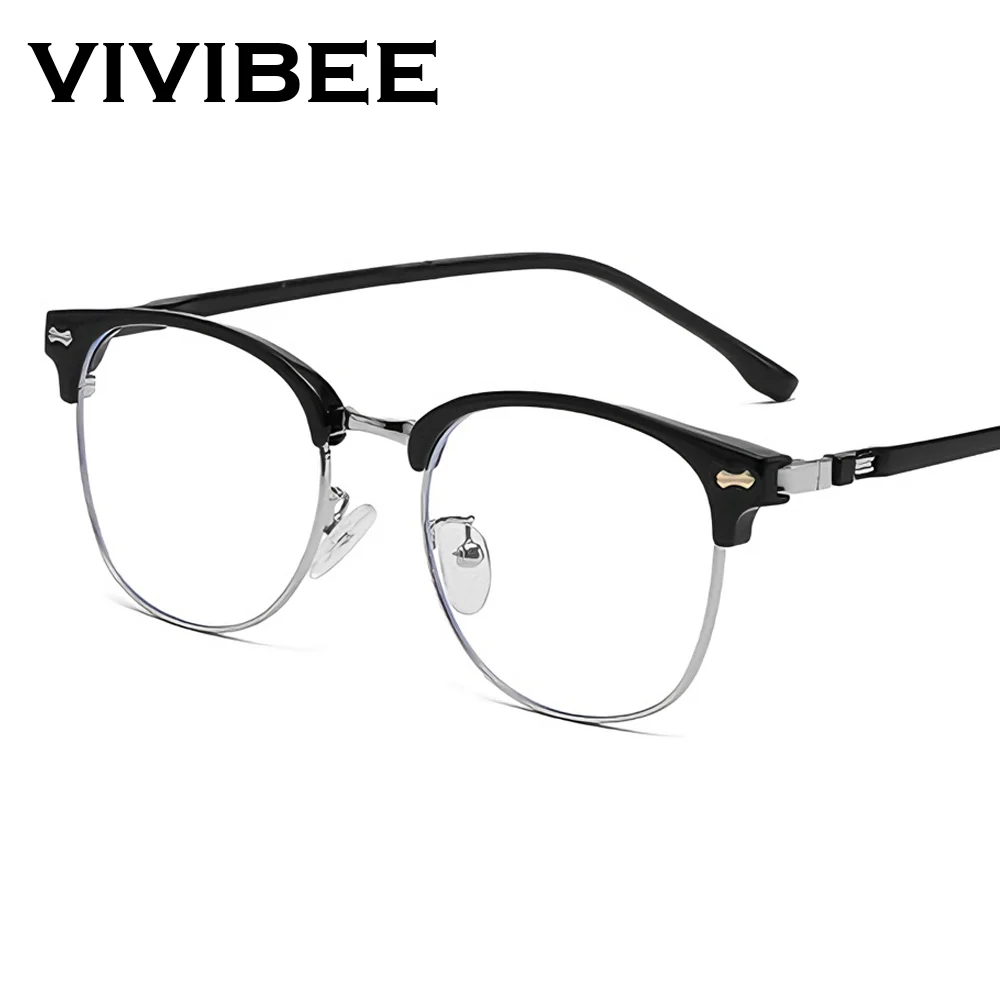 VIVIBEE Retro Semi Rimless Blue Light Blocking Glasses Men TR90 Vintage Anti Computer Ray Filter Gaming Women Eyeglasses
VIVIBEE Retro Semi Rimless Blue Light Blocking Glasses Men TR90 Vintage Anti Computer Ray Filter Gaming Women Eyeglasses