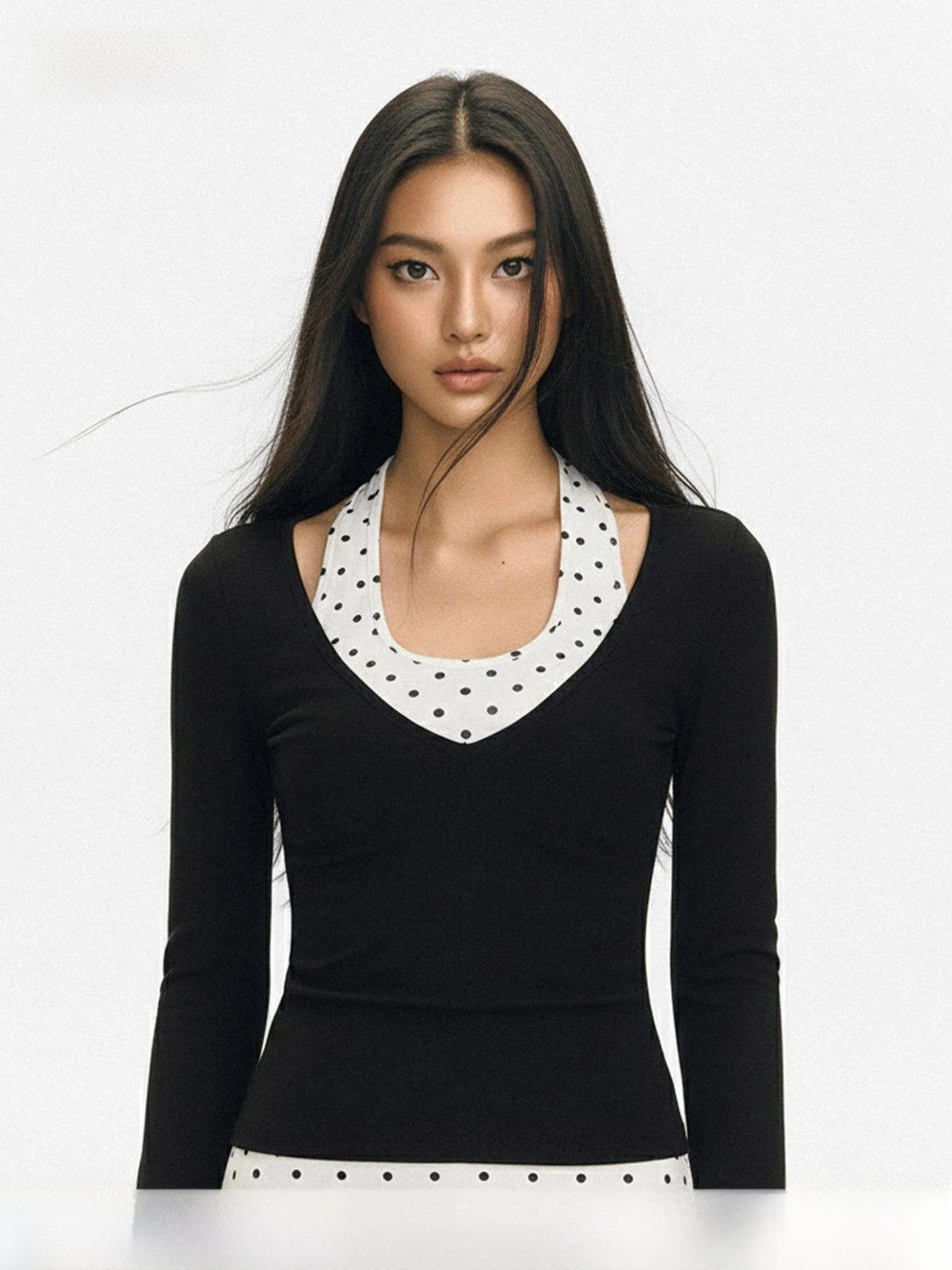 Топ WAEW с V-образным вырезом и контрастными полосками, имитация двухслойного платья, эластичный, облегающий, длинный рукав
Топ WAEW с V-образным вырезом и контрастными полосками, имитация двухслойного платья, эластичный, облегающий, длинный рукав