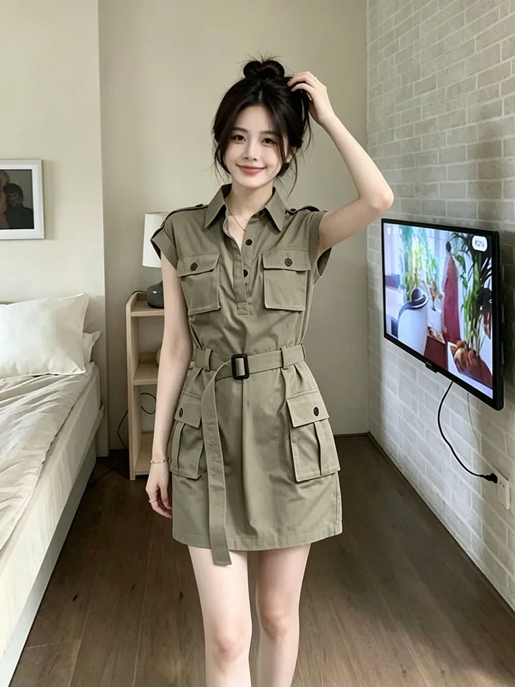 Fashionable Short Sleeve Workwear Dress Women's Slim Fit A-Line Skirt Collar Casual Wear Polyester Fiber Gathered Waist
Fashionable Short Sleeve Workwear Dress Women's Slim Fit A-Line Skirt Collar Casual Wear Polyester Fiber Gathered Waist