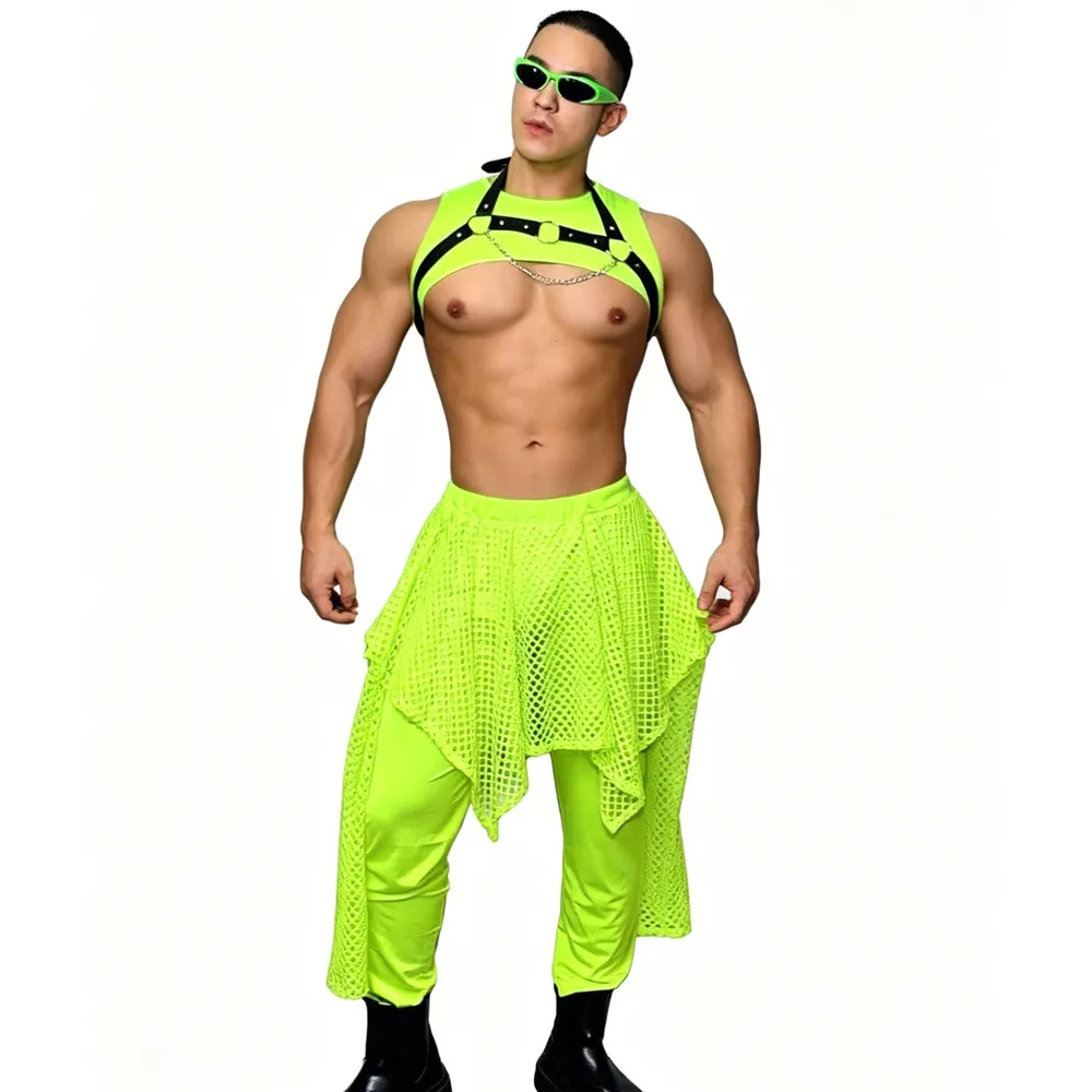 Male Women Hip Hop Dance Costume Fluorescent Pink/Green Top Pants 2 Piece Set Nightclub Gogo Dancer Carnival Party Performance
Male Women Hip Hop Dance Costume Fluorescent Pink/Green Top Pants 2 Piece Set Nightclub Gogo Dancer Carnival Party Performance