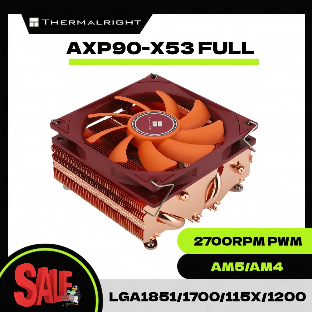Thermalright AXP90-X53 Полностью медный низкопрофильный воздушный охладитель процессора с 92 мм вентилятором ШИМ для AMD AM4 AM5 Intel LGA 115X/17XX/1200
Thermalright AXP90-X53 Полностью медный низкопрофильный воздушный охладитель процессора с 92 мм вентилятором ШИМ для AMD AM4 AM5 Intel LGA 115X/17XX/1200