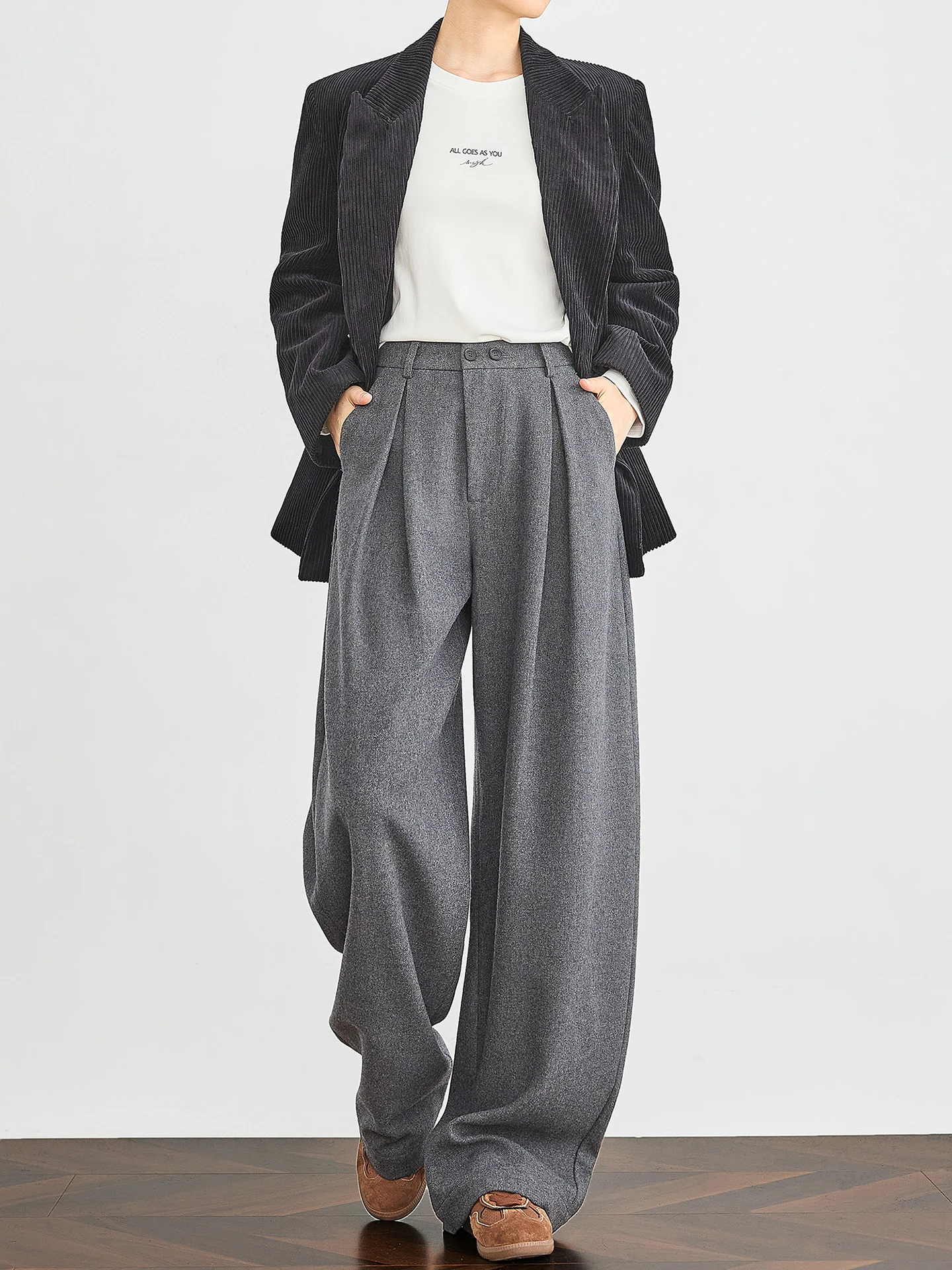 TUMPUS High Quali ey Woolen Wide Leg Pants Women's Thiened Drapey Suit Trousers Winter Commute Sle Straight Cut
TUMPUS High Quali ey Woolen Wide Leg Pants Women's Thiened Drapey Suit Trousers Winter Commute Sle Straight Cut