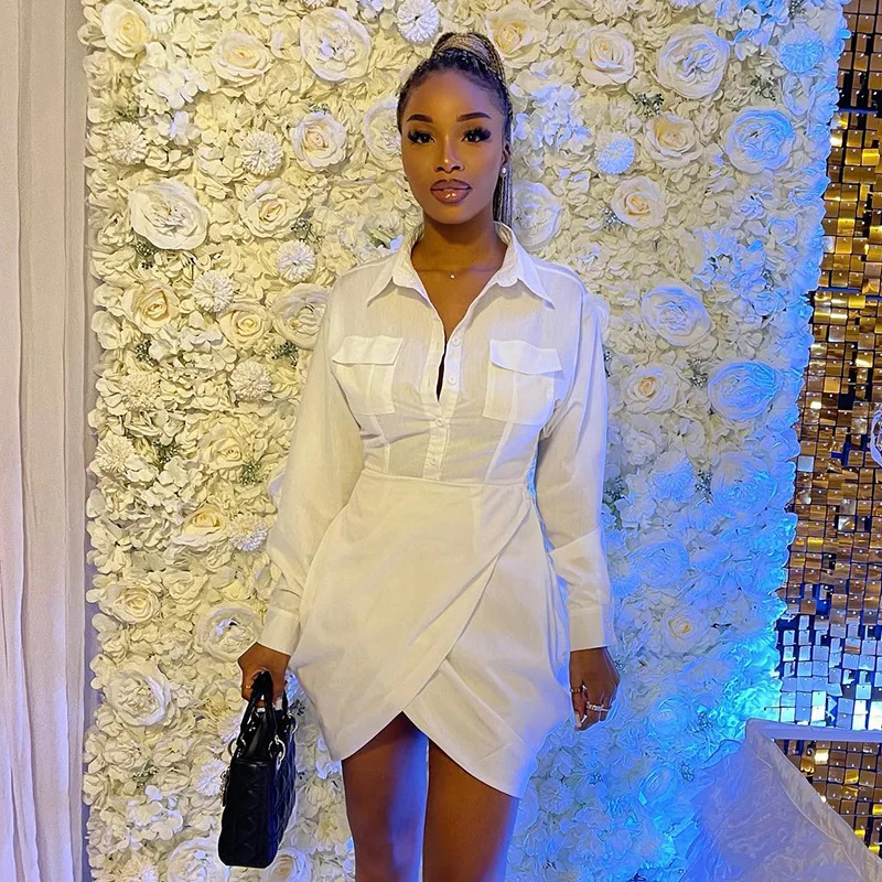 SKMY Clothes For Women 2023 Autumn Winter New Solid Color Short Dresses Fashion Button Cross Split Long Sleeve Shirt Dress White
SKMY Clothes For Women 2023 Autumn Winter New Solid Color Short Dresses Fashion Button Cross Split Long Sleeve Shirt Dress White