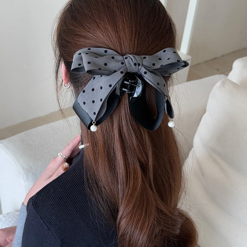 Pearl Polka Dot Bow Ponytail Clip Multi Layer Sweet Korean Style Half Up Hair Clasp for Women Daily Elegant Black
Pearl Polka Dot Bow Ponytail Clip Multi Layer Sweet Korean Style Half Up Hair Clasp for Women Daily Elegant Black
