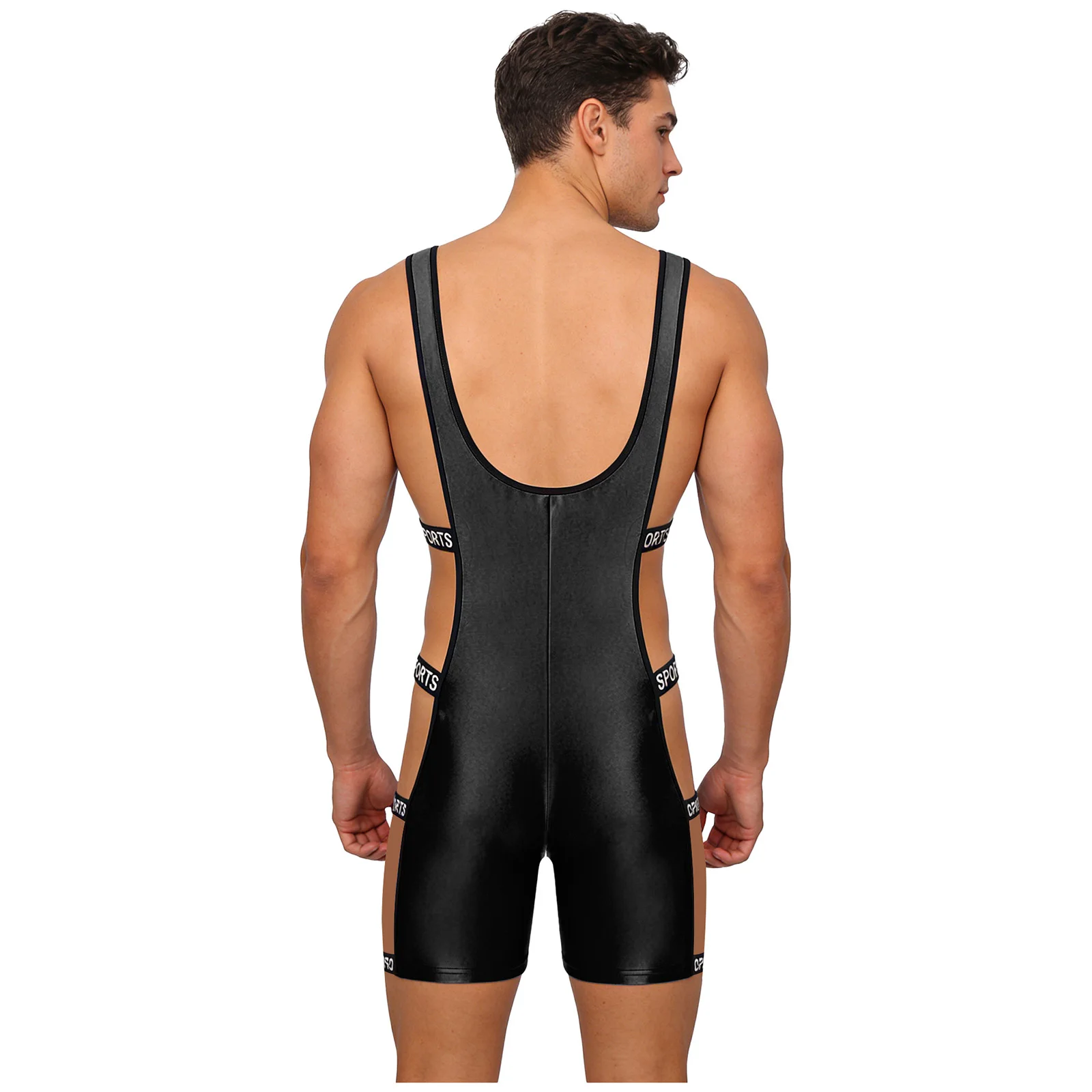 Mens One-piece Swimsuit Sexy Oil-shiny Bodysuit Strappy Side Cutout Boxer Shorts Bottom Bathing Suit for Bodybuilding Clubwear
Mens One-piece Swimsuit Sexy Oil-shiny Bodysuit Strappy Side Cutout Boxer Shorts Bottom Bathing Suit for Bodybuilding Clubwear