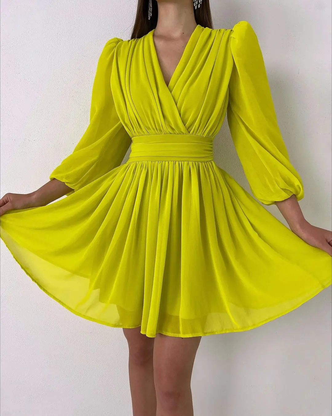 Pink Chiffon Women's Prom Dresses V Neck Long Sleeves Formal Dress Temperament Evening Dress Graduation Dress
Pink Chiffon Women's Prom Dresses V Neck Long Sleeves Formal Dress Temperament Evening Dress Graduation Dress