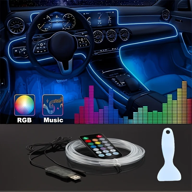 118-inch RGB Automotive Interior Lighting Kit - USB Power Supply, App Control, with Music Synchronization And Fiber Optic, Suitable for Dashboard And Car Doors, Battery-free, Enhancing The Overall Atmosphere Of The Car
118-inch RGB Automotive Interior Lighting Kit - USB Power Supply, App Control, with Music Synchronization And Fiber Optic, Suitable for Dashboard And Car Doors, Battery-free, Enhancing The Overall Atmosphere Of The Car