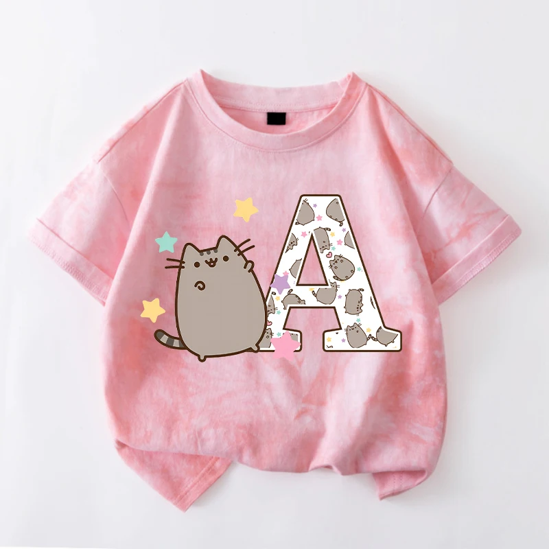 Pusheen Cat Girls Children Tie-dye Short Sleeve T-shirt Summer Cartoon Letter Printing Clothes Kids Tee Top Cute Birthday Gifts
Pusheen Cat Girls Children Tie-dye Short Sleeve T-shirt Summer Cartoon Letter Printing Clothes Kids Tee Top Cute Birthday Gifts