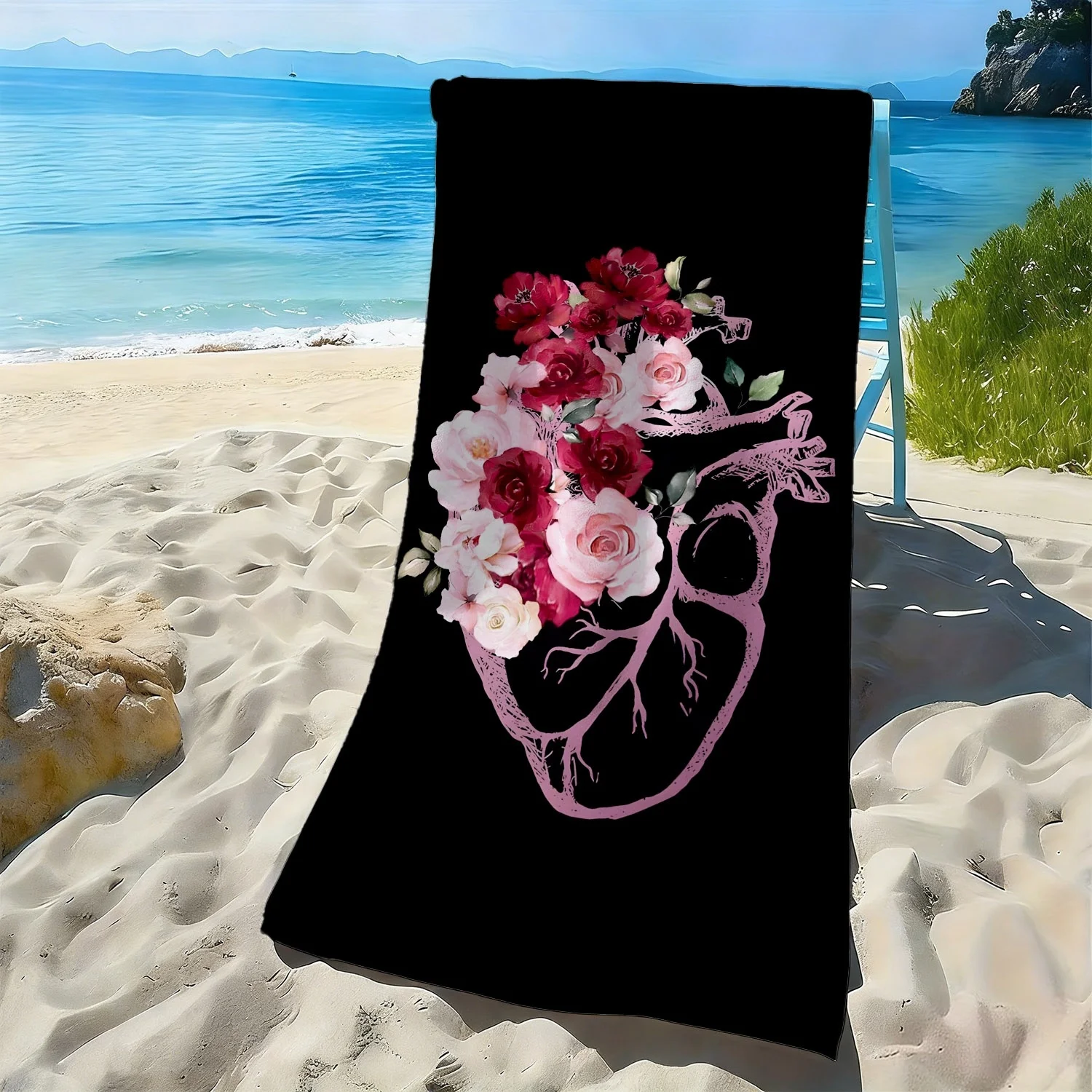 Elegant floral and heart pattern style polyester microfiber beach towel is highly absorbent, suitable for swimming beach outings
Elegant floral and heart pattern style polyester microfiber beach towel is highly absorbent, suitable for swimming beach outings