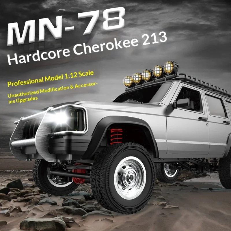 Радиоуправляемая модель внедорожника Jeep Cherokee Mn78 в масштабе 1:12, 4WD, с металлическим шасси, 2.4G, со светодиодами, для мальчиков
Радиоуправляемая модель внедорожника Jeep Cherokee Mn78 в масштабе 1:12, 4WD, с металлическим шасси, 2.4G, со светодиодами, для мальчиков