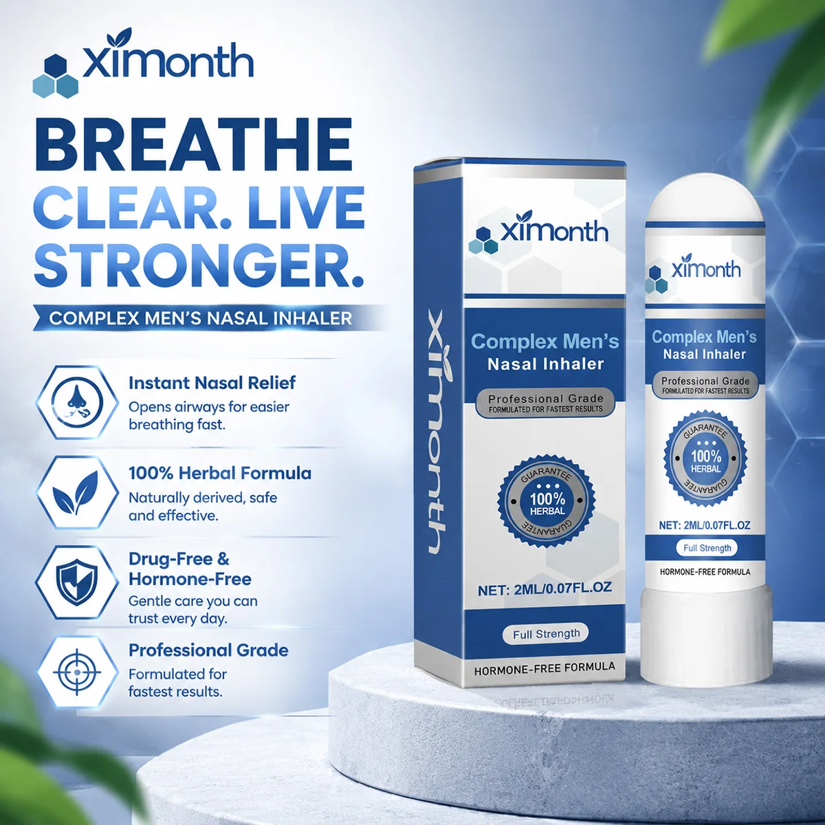 Complex Men's Nasal Inhaler Herbal Hormone-Free Professional Grade Fast-Acting Full Strength Daily Nasal Care Stick For Men
Complex Men's Nasal Inhaler Herbal Hormone-Free Professional Grade Fast-Acting Full Strength Daily Nasal Care Stick For Men