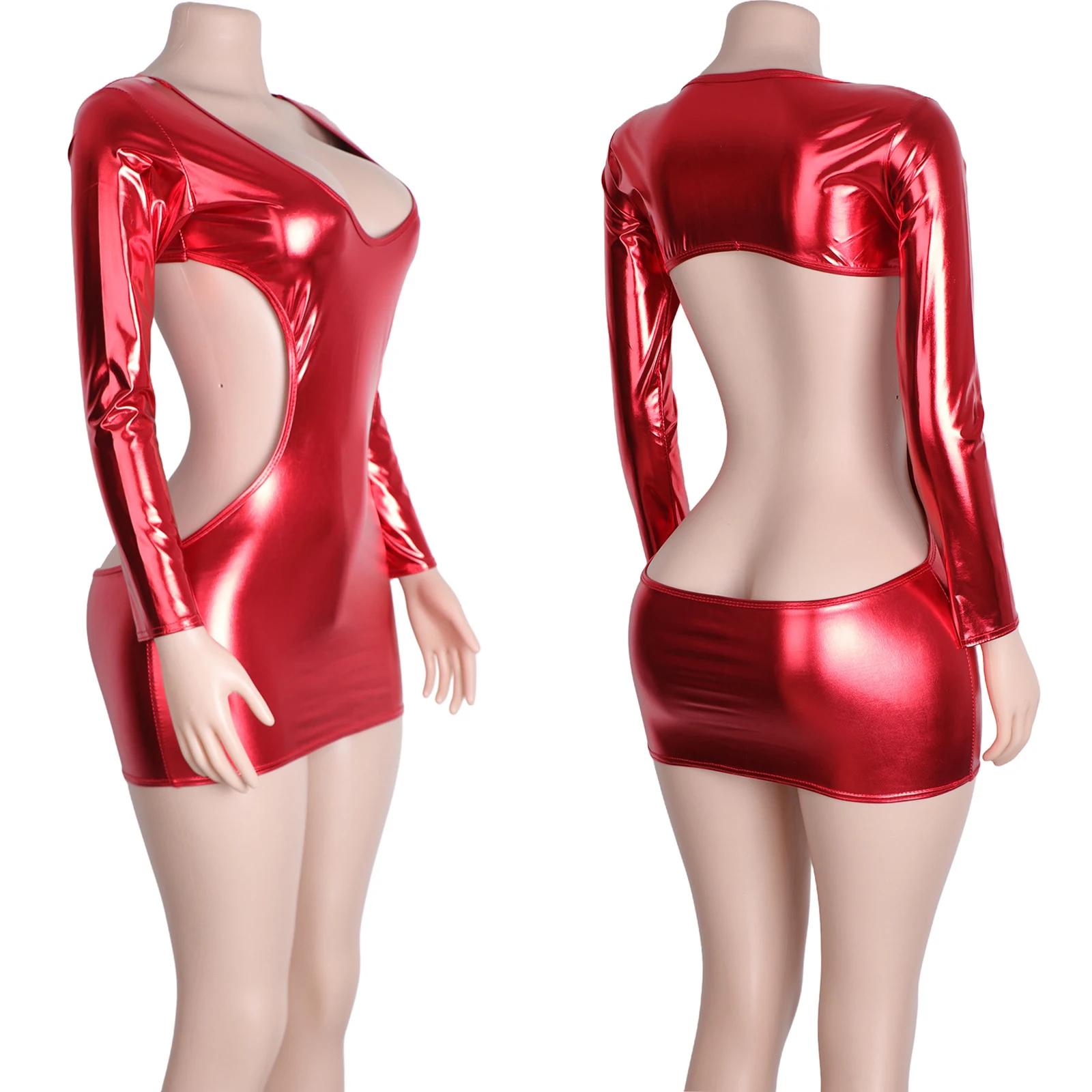 Exotic Dancewear Patent Leather Long Sleeve Backless Dress Stripper Outfits Performance Wear Clubwear Rhinestone Bodysuits
Exotic Dancewear Patent Leather Long Sleeve Backless Dress Stripper Outfits Performance Wear Clubwear Rhinestone Bodysuits