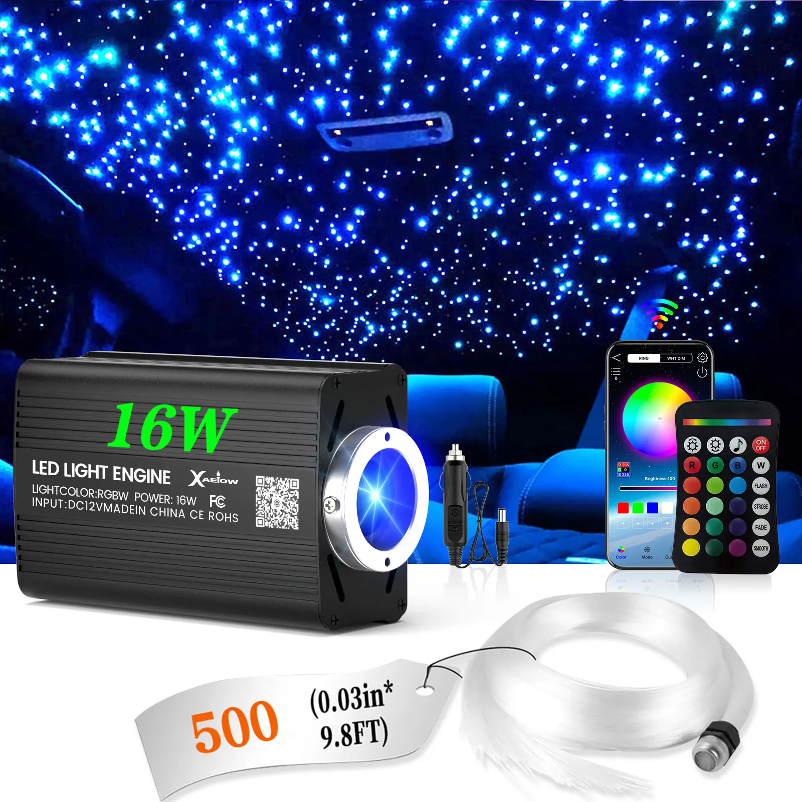 Car Roof Star Light Starry Sky Light RGBW APP Music Remote Control Starry Sky Ceiling Fiber Optic Interior Atmosphere Decorative
Car Roof Star Light Starry Sky Light RGBW APP Music Remote Control Starry Sky Ceiling Fiber Optic Interior Atmosphere Decorative