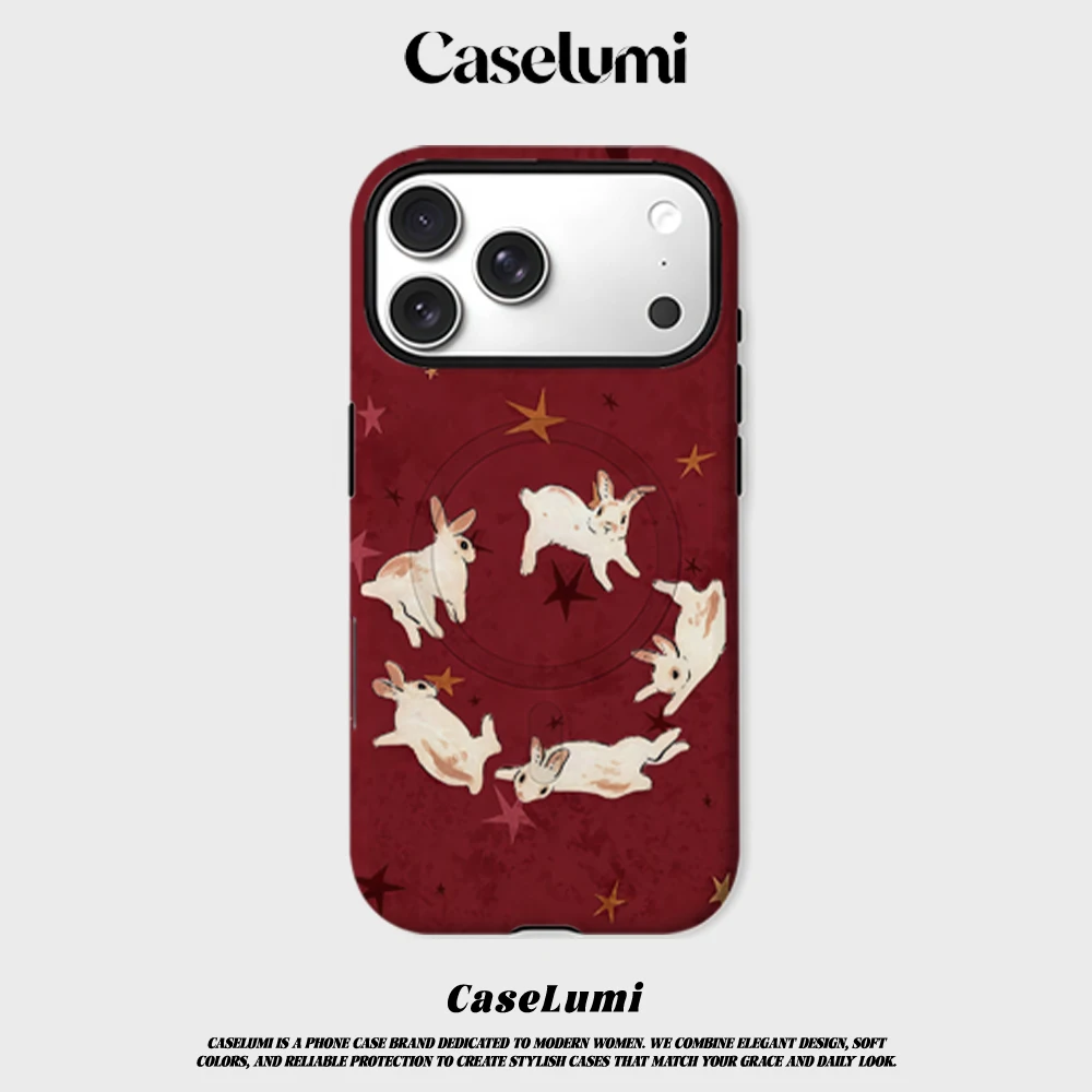 CaseLumi Matte Bumper For Magsafe Case For iPhone 17 16 15 14 Plus Pro Max Shockproof Hard PC Red Background Rabbit Stars Cover
CaseLumi Matte Bumper For Magsafe Case For iPhone 17 16 15 14 Plus Pro Max Shockproof Hard PC Red Background Rabbit Stars Cover