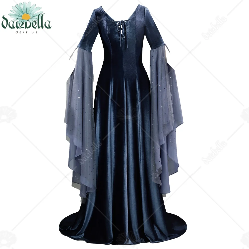 DAIZBELLA Women's Medieval Renaissance Costume Fairy Style Gray Velvet Long Lace Up Dress Halloween Cosplay Costumes
DAIZBELLA Women's Medieval Renaissance Costume Fairy Style Gray Velvet Long Lace Up Dress Halloween Cosplay Costumes