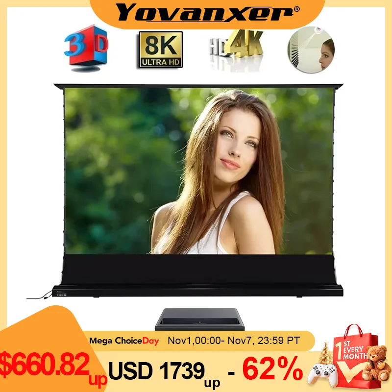 2025 Hot 150 Max Electric Tab Tension Floor Rising ALR Projector Screen Ambient Light Rejecting Motorized for UST Laser TV 3D 8K
2025 Hot 150 Max Electric Tab Tension Floor Rising ALR Projector Screen Ambient Light Rejecting Motorized for UST Laser TV 3D 8K