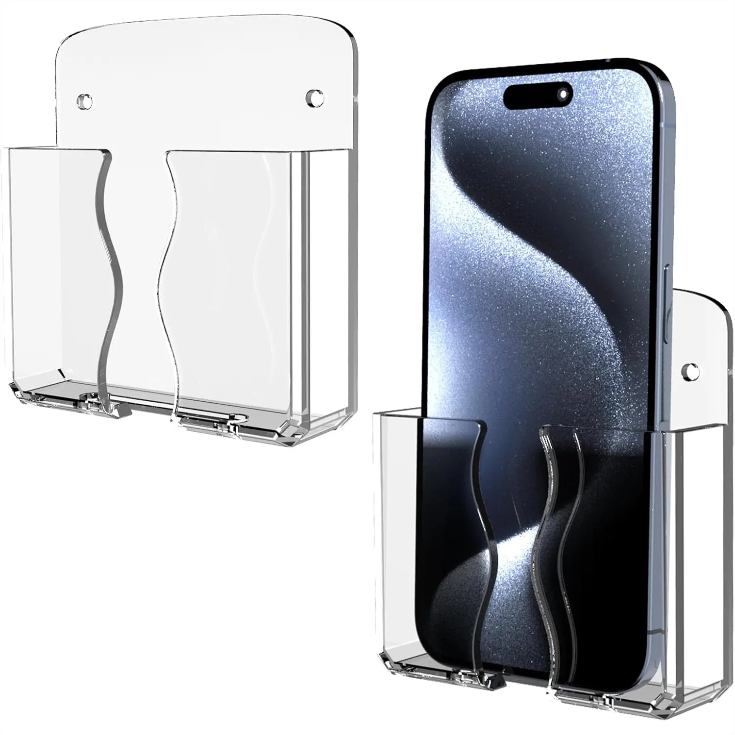 Clear Wall Phone Holder with Charging Hole, 2-Pack Bedside Stand for iPhone Android Remote Control, Home Office Boat RV
Clear Wall Phone Holder with Charging Hole, 2-Pack Bedside Stand for iPhone Android Remote Control, Home Office Boat RV