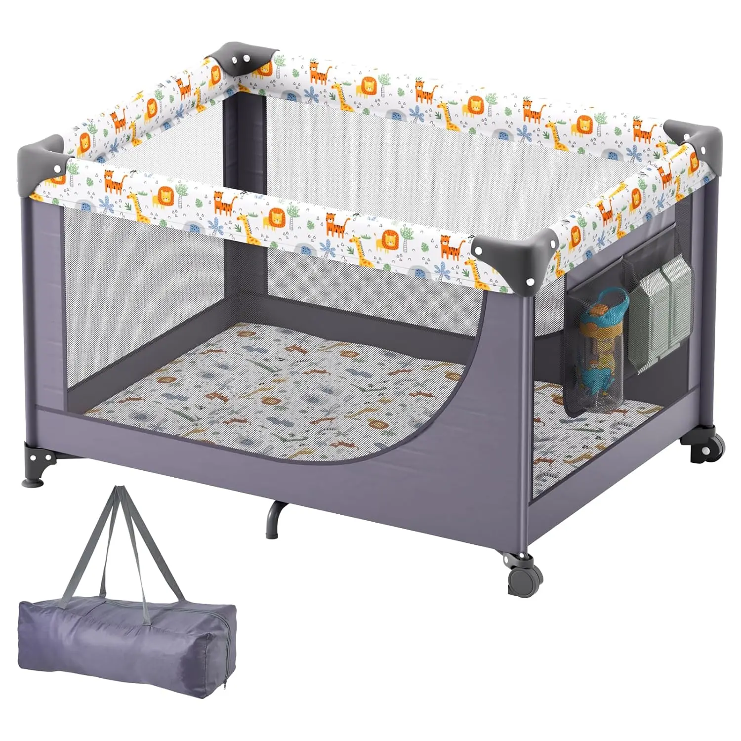 Baby Travel Crib and Play Yard, Folding Baby Playpen with Soft Mattress Pad, Portable Toddlers Crib with Breathable Mesh and Tra
Baby Travel Crib and Play Yard, Folding Baby Playpen with Soft Mattress Pad, Portable Toddlers Crib with Breathable Mesh and Tra