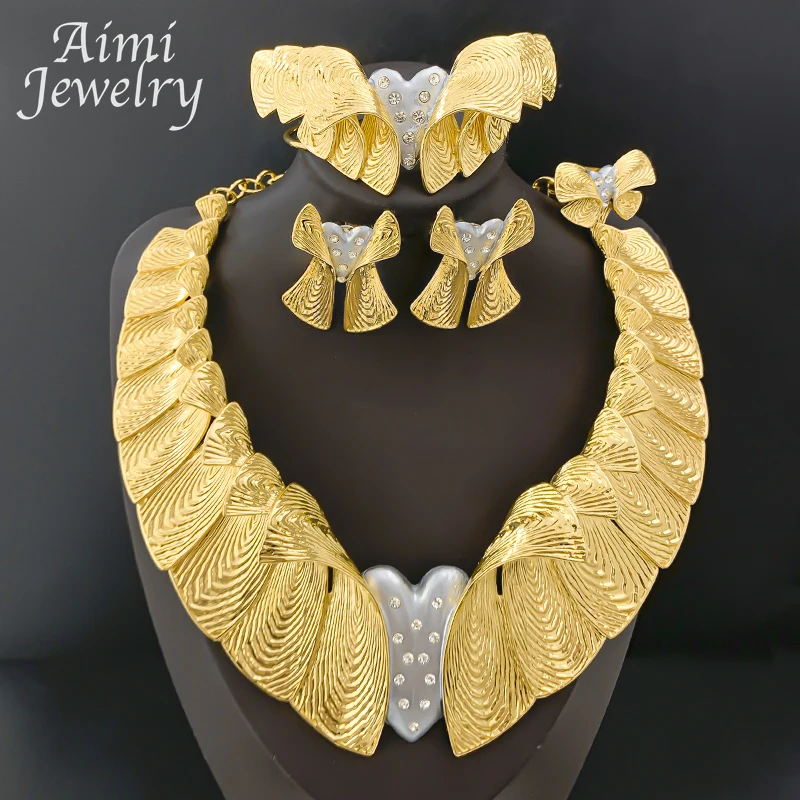 Exaggerated Choker Big Size Collar Necklace Drop Earrings Bracelet Ring 18K Gold Plated Jewelry Set Bridal Wedding Party Gifts
Exaggerated Choker Big Size Collar Necklace Drop Earrings Bracelet Ring 18K Gold Plated Jewelry Set Bridal Wedding Party Gifts