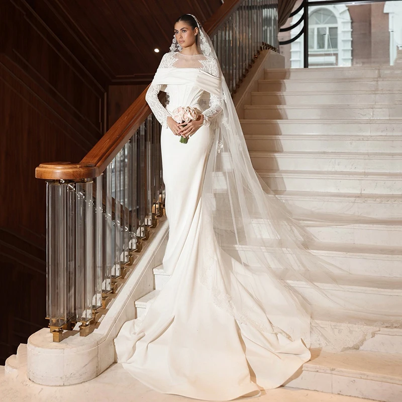 Eightree 2026 Mermaid Wedding Dresses Saudi Arabia Long Sleeve Lace Wedding Gown Formal Sweep Train Bridal Prom Dress Customized
Eightree 2026 Mermaid Wedding Dresses Saudi Arabia Long Sleeve Lace Wedding Gown Formal Sweep Train Bridal Prom Dress Customized