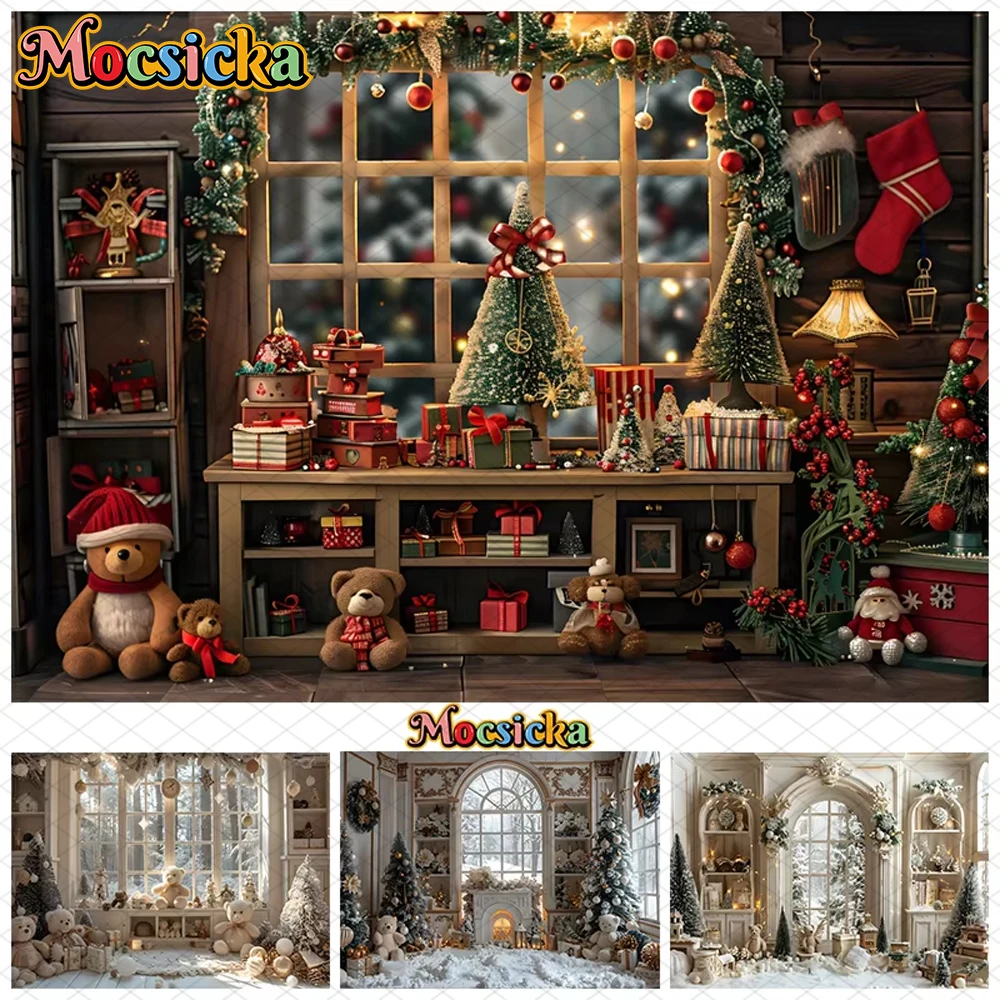 Mocsicka Christmas Home Background Photography Wood Cabin Bear Window Green Xmas Tree Party Decoration Kid Photo Studio Backdrop
Mocsicka Christmas Home Background Photography Wood Cabin Bear Window Green Xmas Tree Party Decoration Kid Photo Studio Backdrop