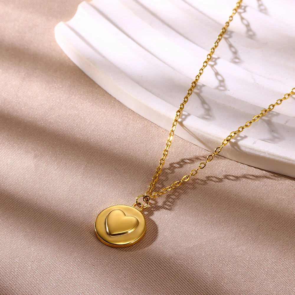 Gold Color Copper Round Heart Necklace For Women Vintage Waterproof Non-fading Pendant Fashion Personality party Couple Jewelry
Gold Color Copper Round Heart Necklace For Women Vintage Waterproof Non-fading Pendant Fashion Personality party Couple Jewelry