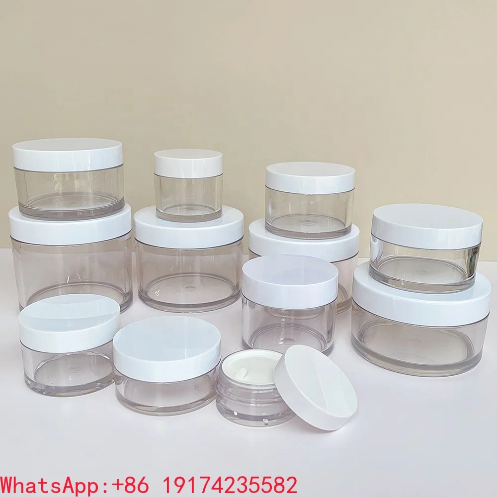 Stock 15g 30g 50g 80g 100g 120g 150g 200g 250g 300g Thick Wall PET Empty Face Cream Jar Custom Logo Body Scrub Container
Stock 15g 30g 50g 80g 100g 120g 150g 200g 250g 300g Thick Wall PET Empty Face Cream Jar Custom Logo Body Scrub Container