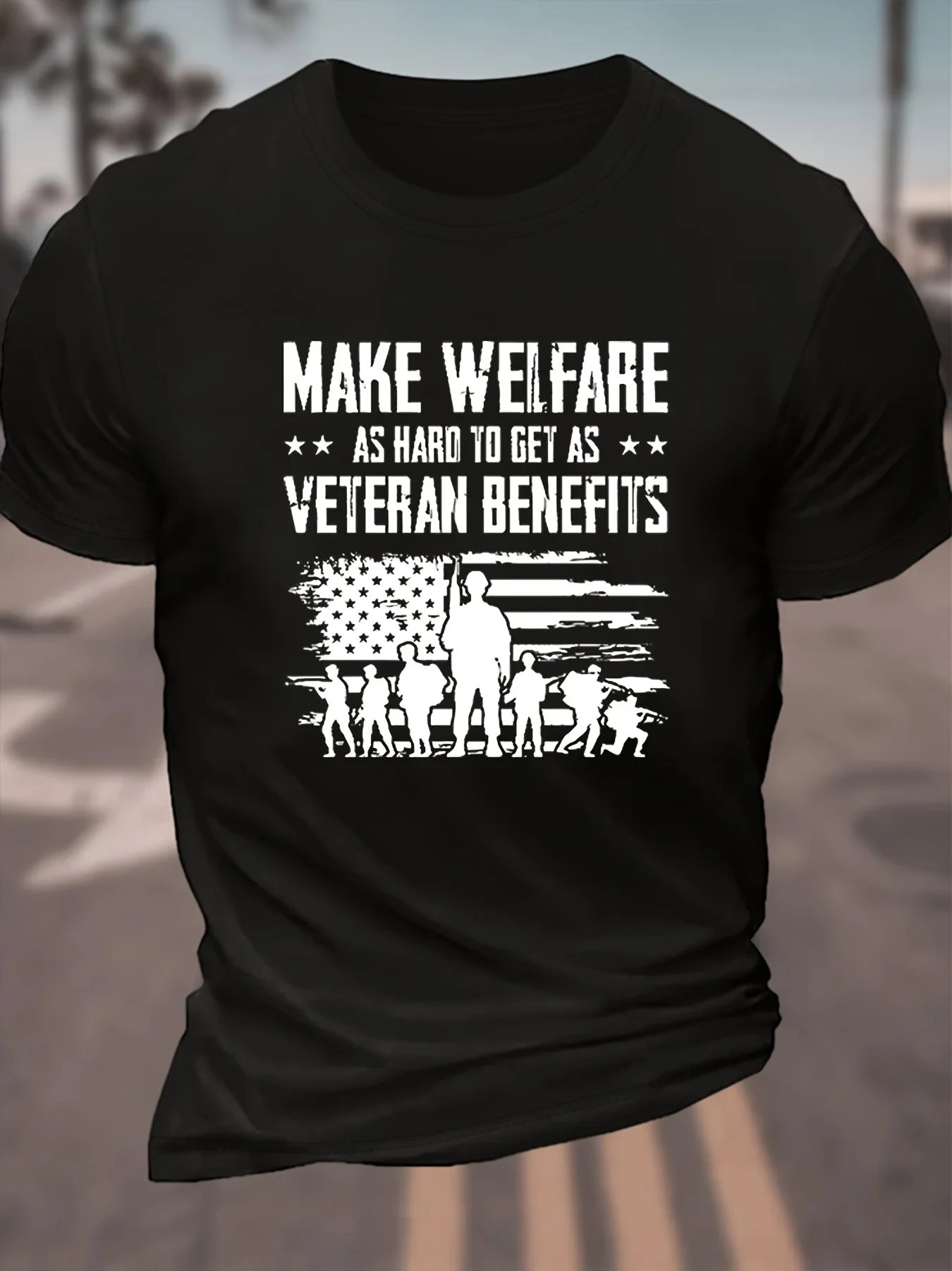 Humorous Men's Fashion Tee - "Make Welfare as Hard as Veteran Benefits" Print Navy Blue, 100% Polyester, Round Neck Short Sleeve
Humorous Men's Fashion Tee - "Make Welfare as Hard as Veteran Benefits" Print Navy Blue, 100% Polyester, Round Neck Short Sleeve