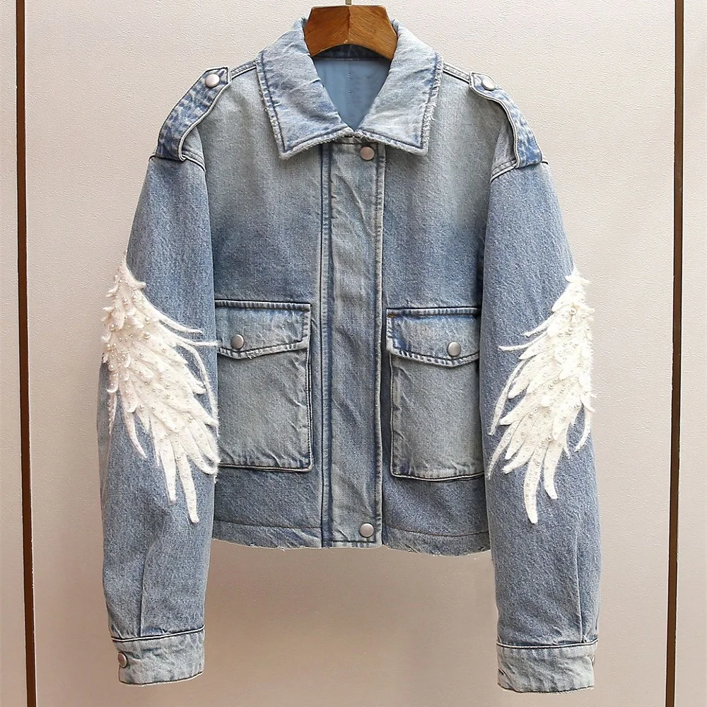 2025 Women's Winter Denim Jacket, Pure Cotton, Beaded and Feather Tassel, Women's Cotton Coat, Y2K Style, Versatile Outerwear
2025 Women's Winter Denim Jacket, Pure Cotton, Beaded and Feather Tassel, Women's Cotton Coat, Y2K Style, Versatile Outerwear