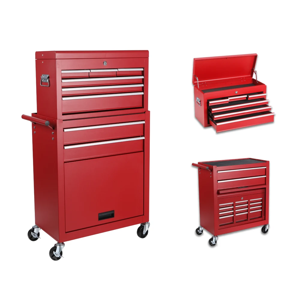 Tool Chest, 8-Drawer Rolling Tool Storage Cabinet with 2 in 1 Detachable Top Tool Box, Liner, Lockable Wheels, Side Hooks,Metal
Tool Chest, 8-Drawer Rolling Tool Storage Cabinet with 2 in 1 Detachable Top Tool Box, Liner, Lockable Wheels, Side Hooks,Metal