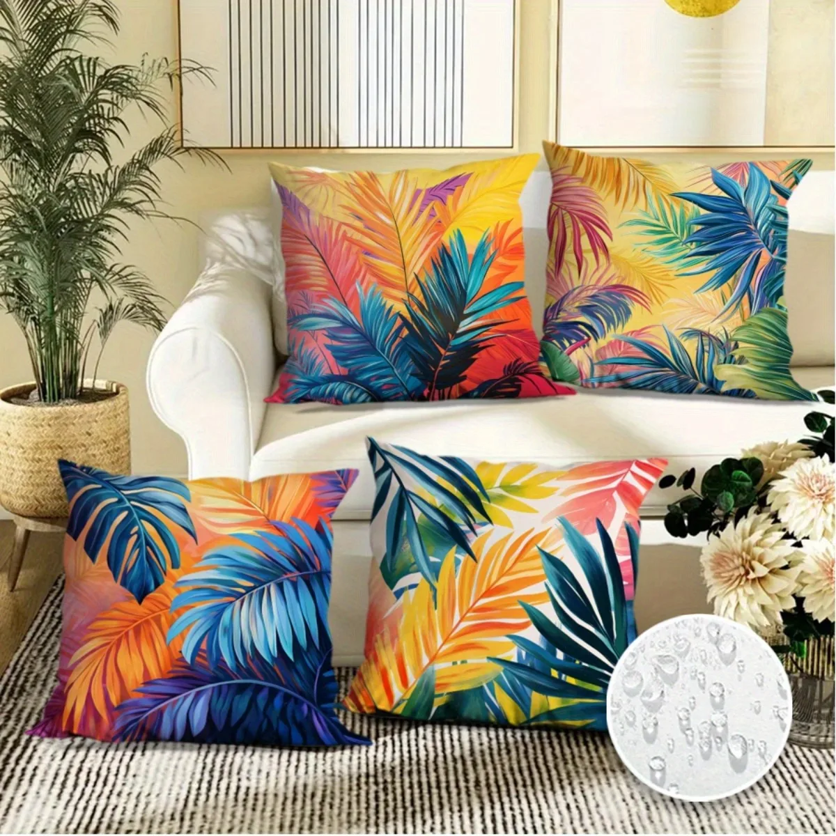 4Pcs Tropical Leaf Print Outdoor Pillow Covers Vibrant Summer Decor Waterproof UV Resistant Polyester Patio Porch Balcony
4Pcs Tropical Leaf Print Outdoor Pillow Covers Vibrant Summer Decor Waterproof UV Resistant Polyester Patio Porch Balcony