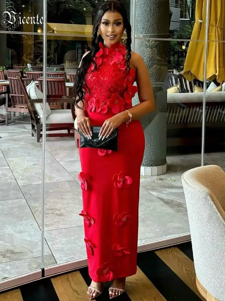 VC Red Flower Applique Evening Dress Women Halter Neck Bodycon Maxi Dress Elegant Slim Fit Party Wedding Guest Formal Dress
VC Red Flower Applique Evening Dress Women Halter Neck Bodycon Maxi Dress Elegant Slim Fit Party Wedding Guest Formal Dress