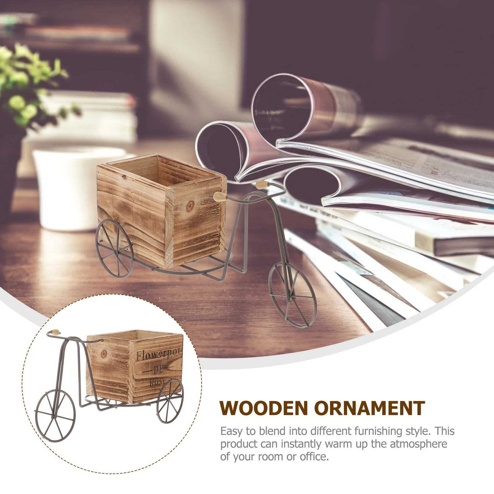 Wooden Bike Ornament Durable Eco-Friendly Decorative Craft Small Wood Color Flower Box Planter Garden Decorative Container For
Wooden Bike Ornament Durable Eco-Friendly Decorative Craft Small Wood Color Flower Box Planter Garden Decorative Container For