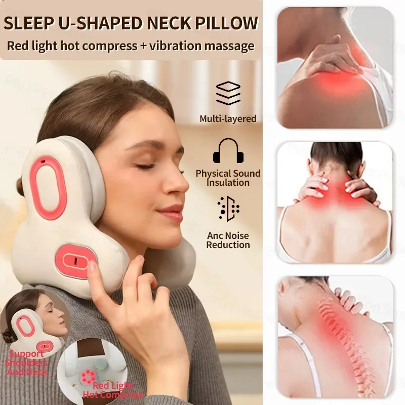 Wireless Neck Massager Red Light Hot Compress Massager Sleep Noise Reduction U-shaped Neck Pillow Masajeador Bluetooth Music
Wireless Neck Massager Red Light Hot Compress Massager Sleep Noise Reduction U-shaped Neck Pillow Masajeador Bluetooth Music