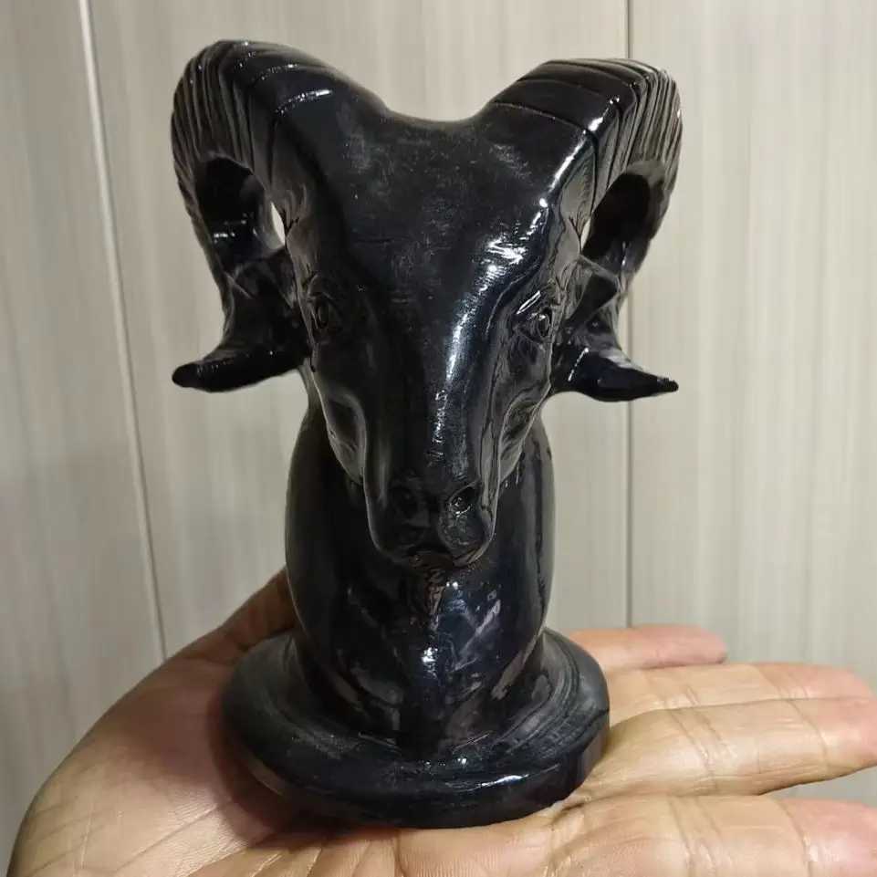 Natural Black Jade Sheep Head, Quartz Crystal Stone Carved Sheep, Mineral Healing Ornaments
Natural Black Jade Sheep Head, Quartz Crystal Stone Carved Sheep, Mineral Healing Ornaments