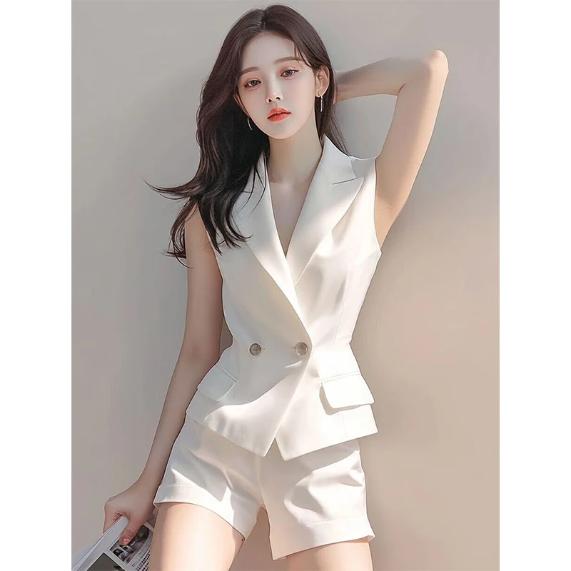 Korean Slim Simplicity Sets Women Simplicity Casual Solid Color Suit Waistcoat Ladies Fashion Appear Thin Shorts Two-piece Set
Korean Slim Simplicity Sets Women Simplicity Casual Solid Color Suit Waistcoat Ladies Fashion Appear Thin Shorts Two-piece Set