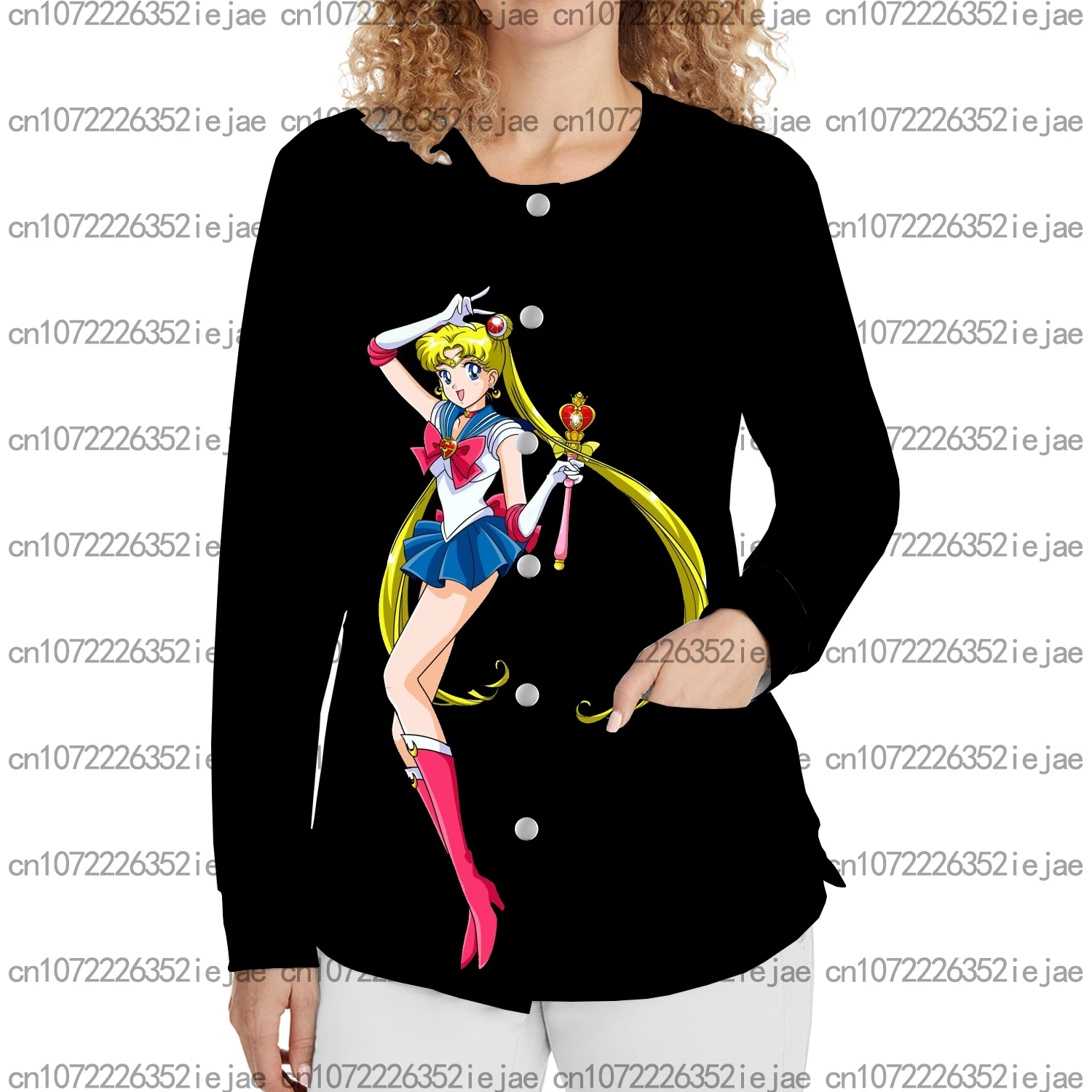 New Women's Jacket Printed Sailor Moon Round Neck Pocket Coat Medical Nurse Beauty Salon Dental Top Scrub Jacket Work Uniform
New Women's Jacket Printed Sailor Moon Round Neck Pocket Coat Medical Nurse Beauty Salon Dental Top Scrub Jacket Work Uniform