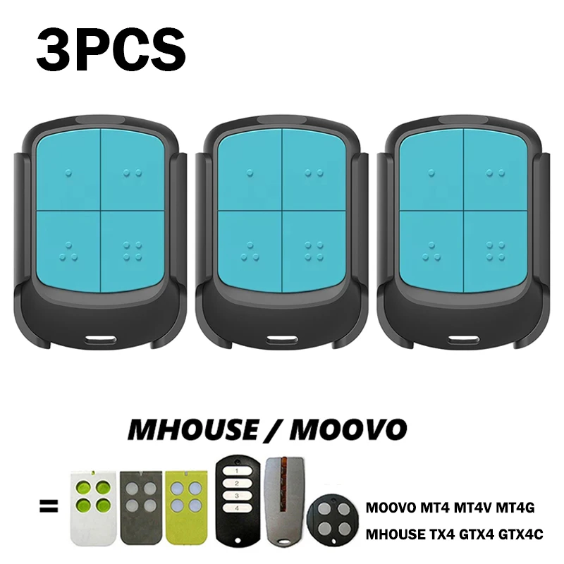 3PCS For MHOUSE TX3 TX4 GT4 MOOVO MT4 MT4V MT4G Garage Door Remote Control 433.92MHz Garage Remote Control Electric Gate Opener
3PCS For MHOUSE TX3 TX4 GT4 MOOVO MT4 MT4V MT4G Garage Door Remote Control 433.92MHz Garage Remote Control Electric Gate Opener