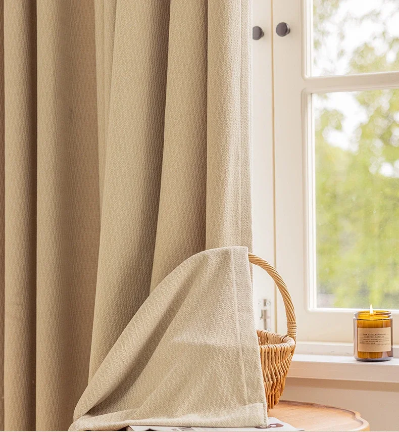 Japanese-style milk tea curtains new living room light luxury blackout bedroom log wind cream curtains 1
Japanese-style milk tea curtains new living room light luxury blackout bedroom log wind cream curtains 1