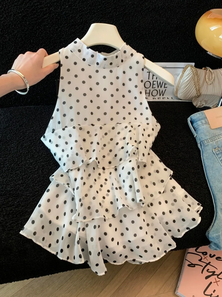 Retro Polka Dot Sleeveless Women's Top Thin Summer Single Wear Asymmetrical Hem Skirt Style Commute Korean Fit Polyester
Retro Polka Dot Sleeveless Women's Top Thin Summer Single Wear Asymmetrical Hem Skirt Style Commute Korean Fit Polyester