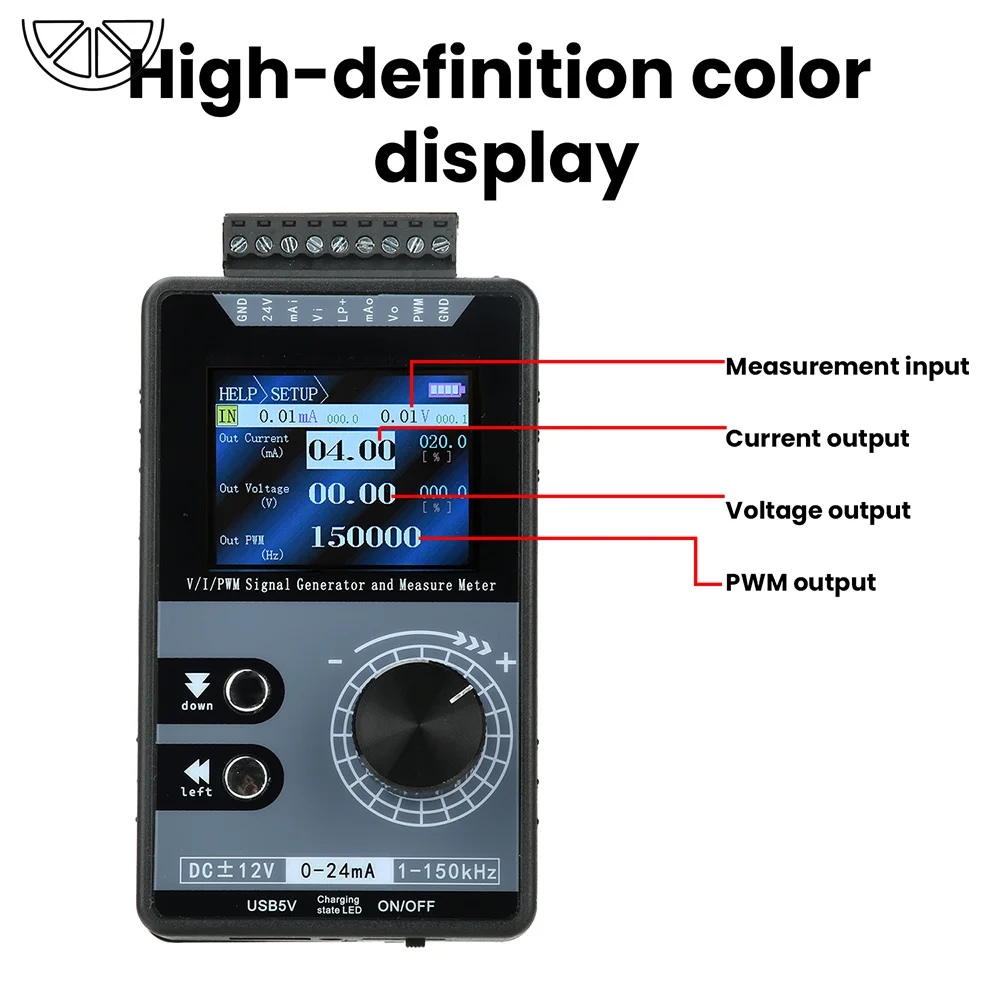 PWM Pulse Signal Generator PWM Current and Voltage 2-inch Colour Screen Signal Generator 0-20mA 4-20mA 0-10V Type-C Port
PWM Pulse Signal Generator PWM Current and Voltage 2-inch Colour Screen Signal Generator 0-20mA 4-20mA 0-10V Type-C Port