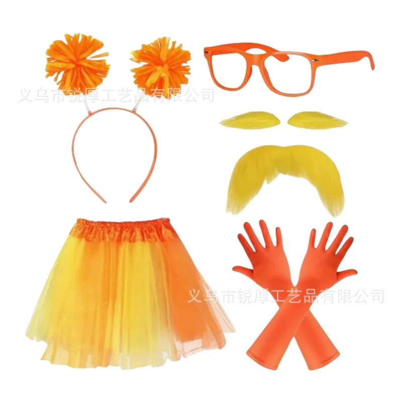 Комплект для косплея на Хэллоуин, оранжевая юбка-пачка с бородой, искусственные брови, очки, носки, перчатки, принадлежности для карнавальной вечеринки на Хэллоуин
Комплект для косплея на Хэллоуин, оранжевая юбка-пачка с бородой, искусственные брови, очки, носки, перчатки, принадлежности для карнавальной вечеринки на Хэллоуин