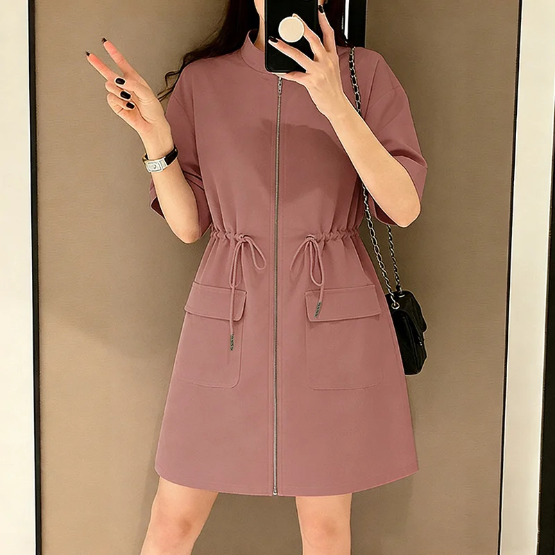 ZANZEA Women's Short Sleeve Mini Dress Stand Collar Drawstring Waist Pockets Short Shirtdress Summer Casual Office Work Robes
ZANZEA Women's Short Sleeve Mini Dress Stand Collar Drawstring Waist Pockets Short Shirtdress Summer Casual Office Work Robes
