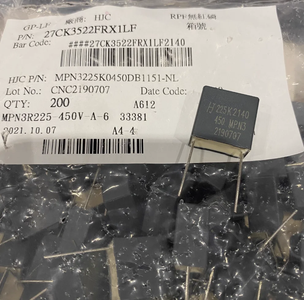 10PCS HJC MPN3 450V225K 2.2UF/450V P15MM 2U2 450V MPN3225K0450DB1151-NL 225/450V
10PCS HJC MPN3 450V225K 2.2UF/450V P15MM 2U2 450V MPN3225K0450DB1151-NL 225/450V
